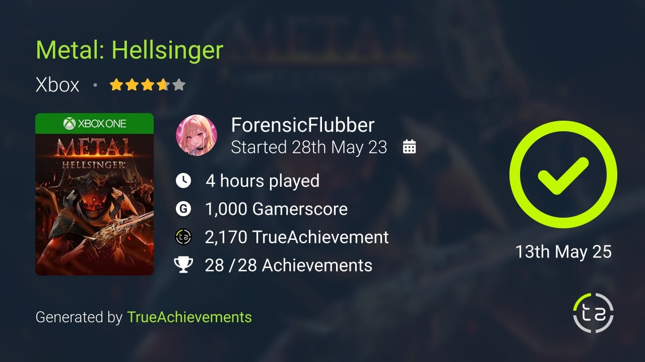 Metal Hellsinger achievement summary